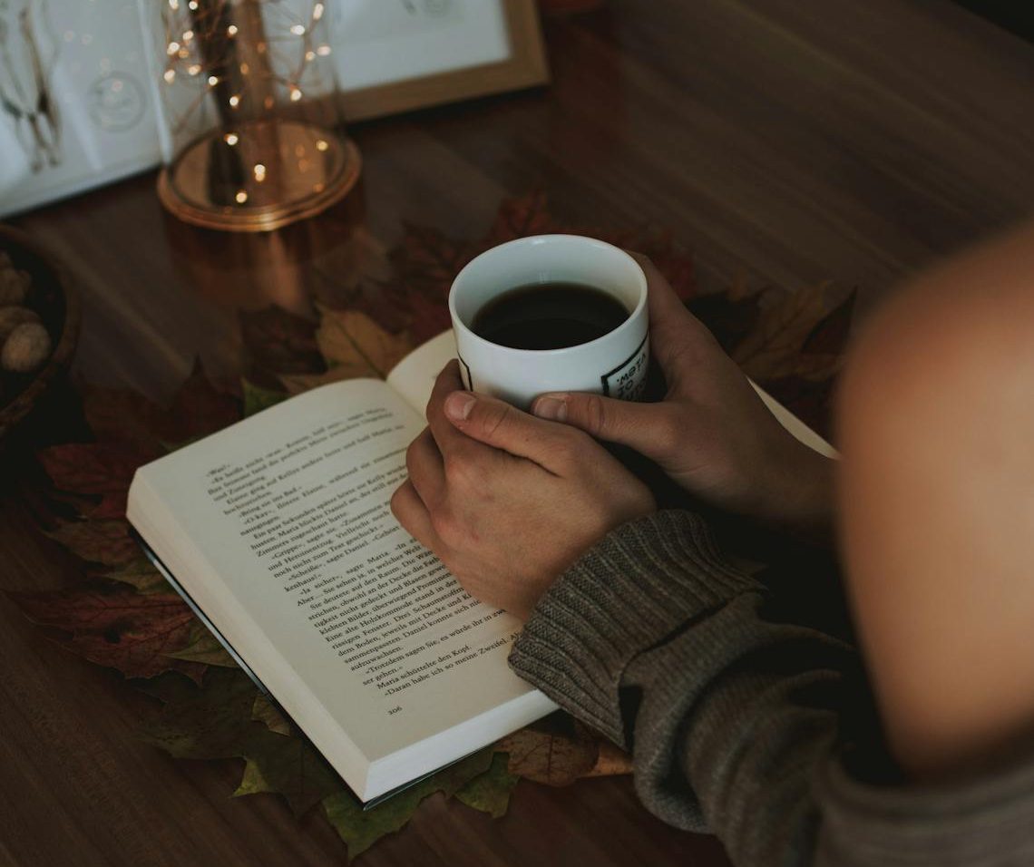 mindful moments during a quiet pause with a warm cup of tea